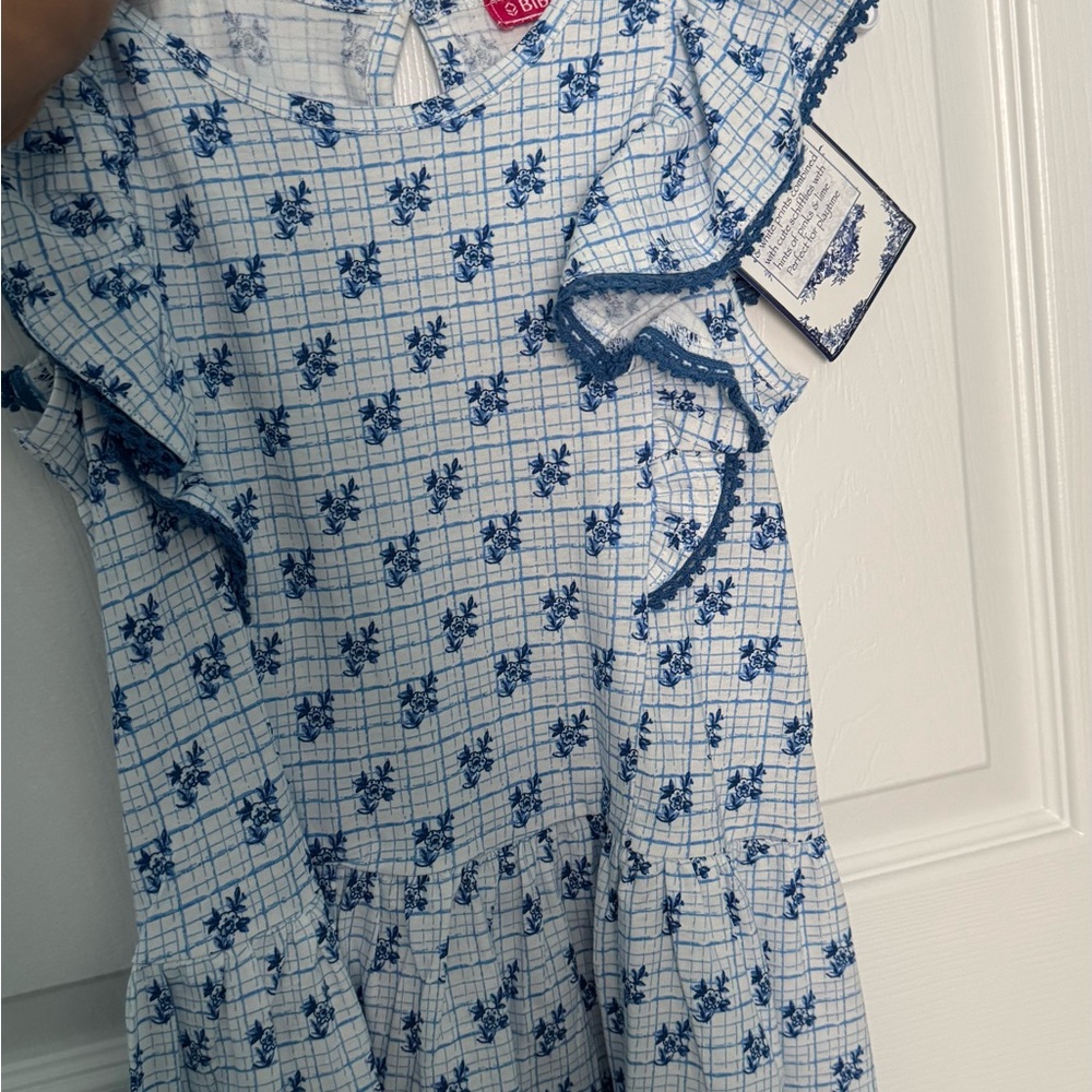 Biba Blue and White Floral Dress